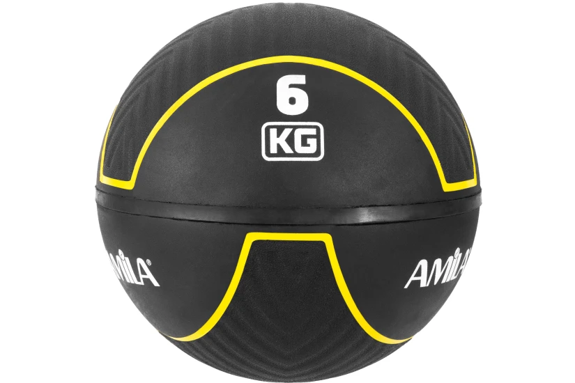 Amila Medicine HQ Rubber Μπάλα Γυμναστικής Μαύρη, Κίτρινη 6Kg