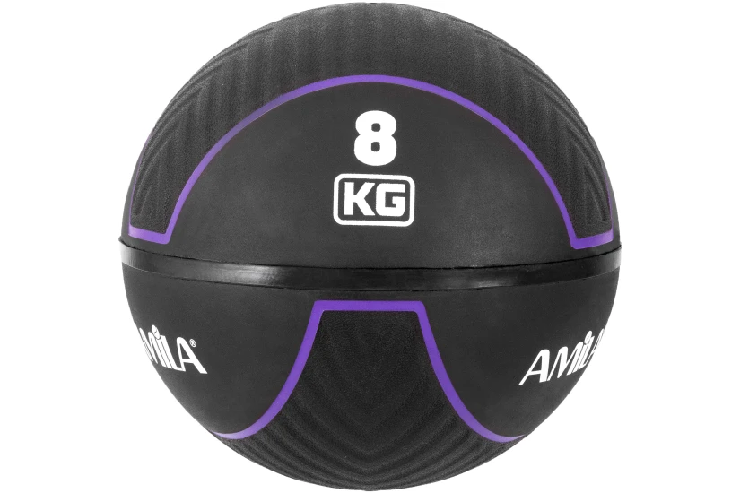 Amila Medicine HQ Rubber Μπάλα Γυμναστικής Μαύρη, Μωβ 8Kg