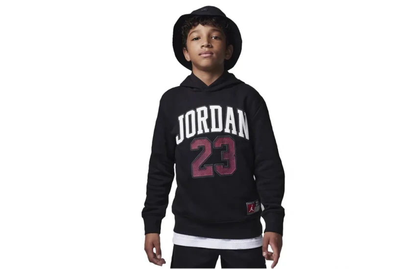 Jordan Fleece Παιδικό Φούτερ με Κουκούλα Μαύρο