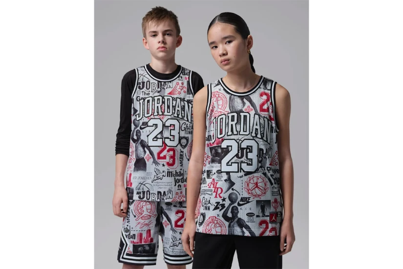 Jordan Printed 23 Jersey Παιδική Αμάνικη Μπλούζα Λευκή, Μαύρη, Κόκκινη