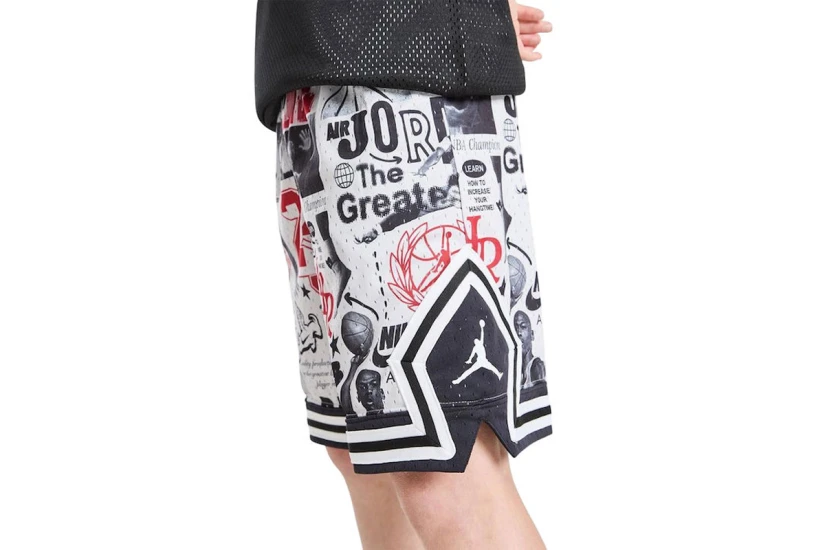 Jordan Dri-FΙΤ Printed Sport Diamond Παιδική Μπασκετική Βερμούδα Λευκή, Μαύρη, Κόκκινη