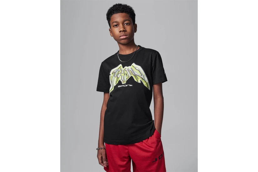 Jordan Dri-FIT Sports Παιδικό Κοντομάνικο T-Shirt Μαύρο