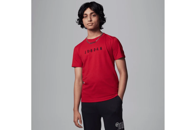 Jordan Embroidered Logo Παιδικό Κοντομάνικο T-Shirt Κόκκινο