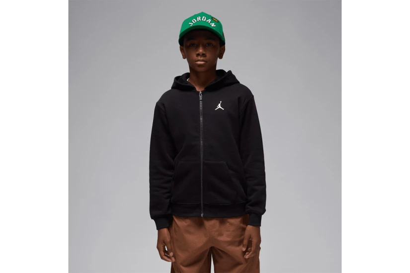 Jordan Brooklyn Fleece Παιδική Βαμβακερή Ζακέτα με Κουκούλα Μαύρη