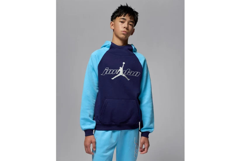Jordan Mountainside Fleece Παιδικό Φούτερ με Κουκούλα Μπλε Σκούρο, Γαλάζιο, Ασημί