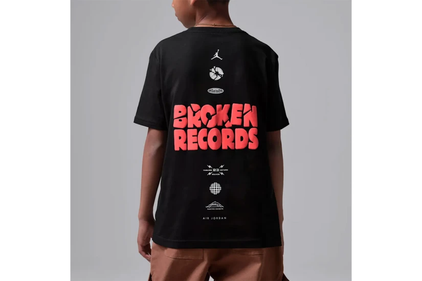 Jordan Broken Records Παιδικό Κοντομάνικο T-Shirt Μαύρο, Λευκό, Κόκκινο