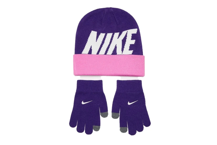 Nike Wordmark Colorblock Παιδικό Χειμερινό Σετ Σκουφάκι - Γάντια