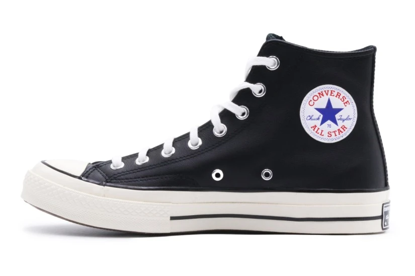 Converse Chuck 70 Leather Ανδρικά Δερμάτινα Sneakers Μαύρα, Εκρού
