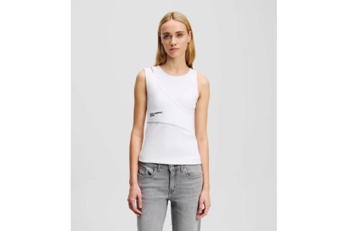 Karl Lagerfeld Ribbed Tank Μπλούζα Αμάνικη Γυναικεία (A2W17022 100)