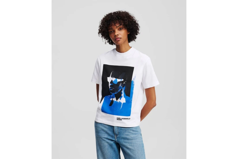 Karl Lagerfeld Γυναικείο Κοντομάνικο T-Shirt Λευκό, Μπλε, Μαύρο