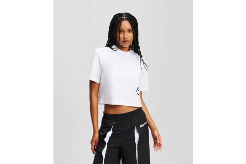 Karl Lagerfeld Monogram Cropped T-Shirt Γυναικείο (A2W17076 100)