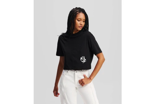 Karl Lagerfeld Monogram Cropped T-Shirt Γυναικείο (A2W17076 999)