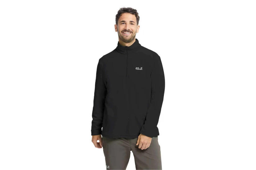 Jack Wolfskin Taunus 100 Warm Fleece Ανδρική Μακρυμάνικη Μπλούζα με Φερμουάρ Μαύρη