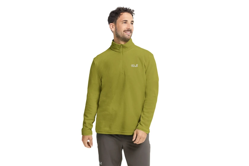 Jack Wolfskin Taunus 100 Warm Fleece Ανδρική Μακρυμάνικη Μπλούζα με Φερμουάρ Λαδί
