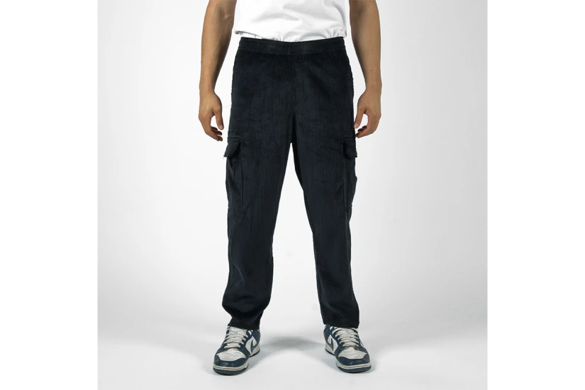 Bee Unusual Baggy Corduroy Ανδρικό Παντελόνι Cargo Μαύρο