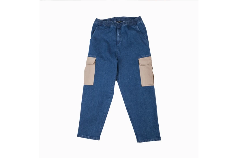 Bee Unusual Buggy Cargo Washed Ανδρικό Παντελόνι Τζιν Denim, Μπεζ