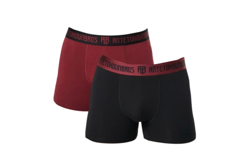 Antetokounbros Underwear Εσώρουχο Boxer Ανδρικό 2 - Τεμάχια (ACJD352001 BLACK-BORDO)
