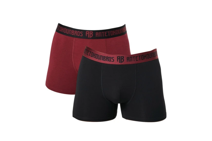 AntetokounBros Ανδρικά Εσώρουχα Boxer Μαύρα, Μπορντό 2 Τεμάχια