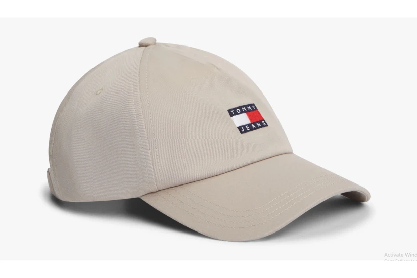 Tommy Jeans Heritage Logo Twill Baseball Καπέλο Strapback Μπεζ