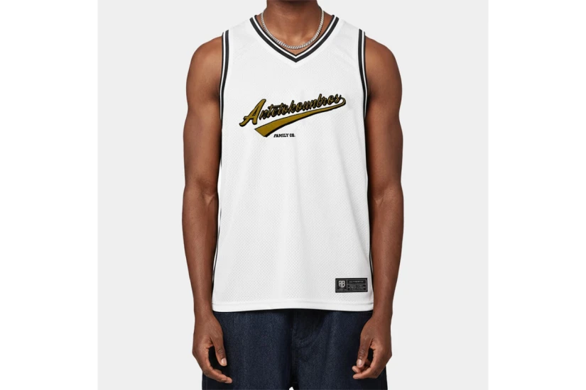 AntetokounBros Ανδρική Μπασκετική Αμάνικη Μπλούζα Λευκή