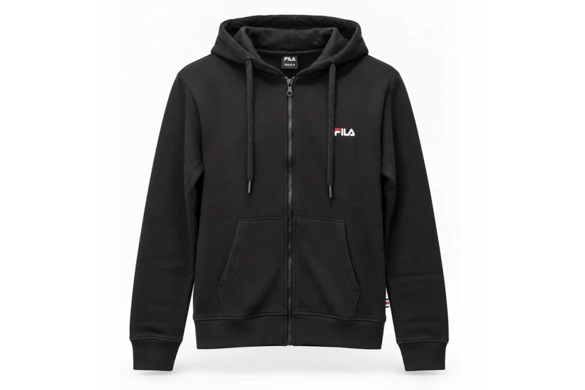 Fila Felia Brushed Fleece Γυναικεία Βαμβακερή Ζακέτα Μαύρη