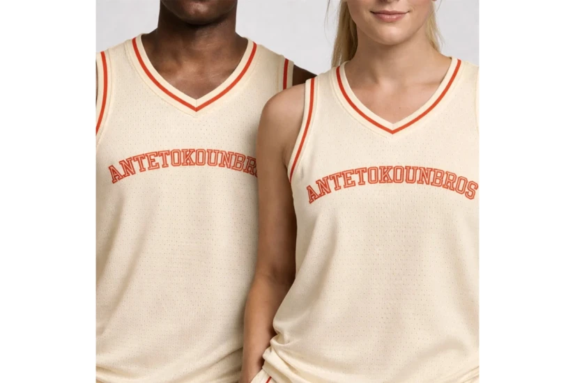 AntetokounBros Unique Jersey Ανδρική Αμάνικη Μπλούζα Λευκή, Κόκκινη