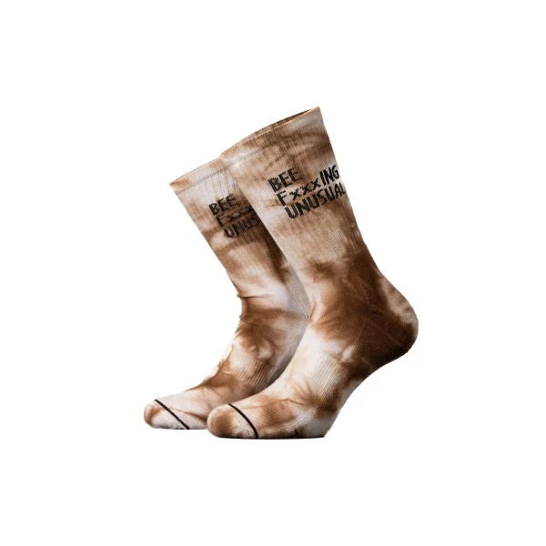 Bee Unusual Bee Fxxxing Unusual Tie Dye Κάλτσες Ψηλές 1 Ζευγάρι (AS-231571 OFF WHITE-BROWN)