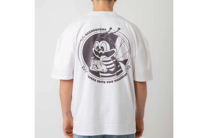 Bee Unusual High Flowers Ανδρικό Κοντομάνικο T-Shirt Λευκό