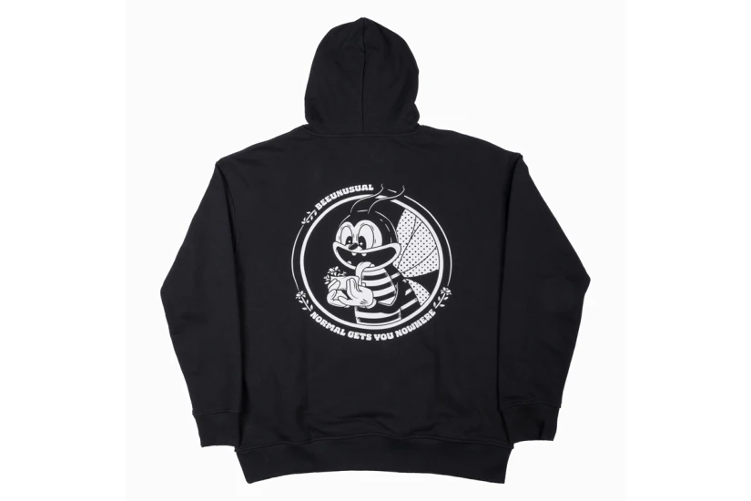Bee Unusual High Flowers Extra Heavy Ανδρικό Hoodie Μαύρο