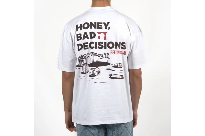 Bee Unusual Bad Decisions Ανδρικό Κοντομάνικο T-Shirt Λευκό, Διάφορα Xρώματα