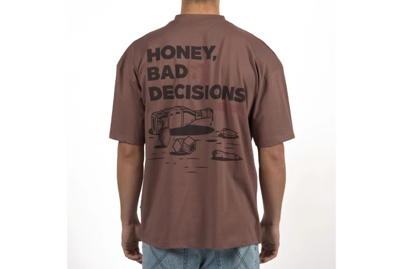 Bee Unusual Bad Decisions Ανδρικό Κοντομάνικο T-Shirt Καφέ