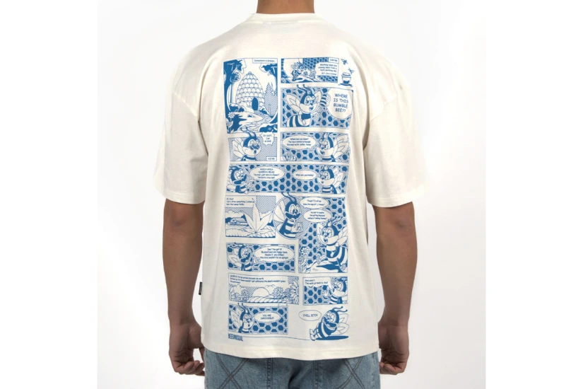 Bee Unusual Chill Bitch Oversized Ανδρικό Κοντομάνικο T-Shirt Εκρού, Μπλε