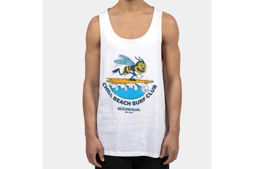 Bee Unusual Chill Beach Surf Club Ανδρική Αμάνικη Μπλούζα Λευκή, Διάφορα Χρώματα