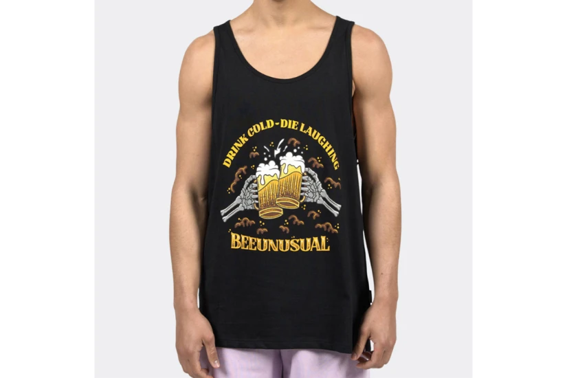 Bee Unusual Drink Cold-Die Laughing Ανδρική Αμάνικη Μπλούζα Μαύρη
