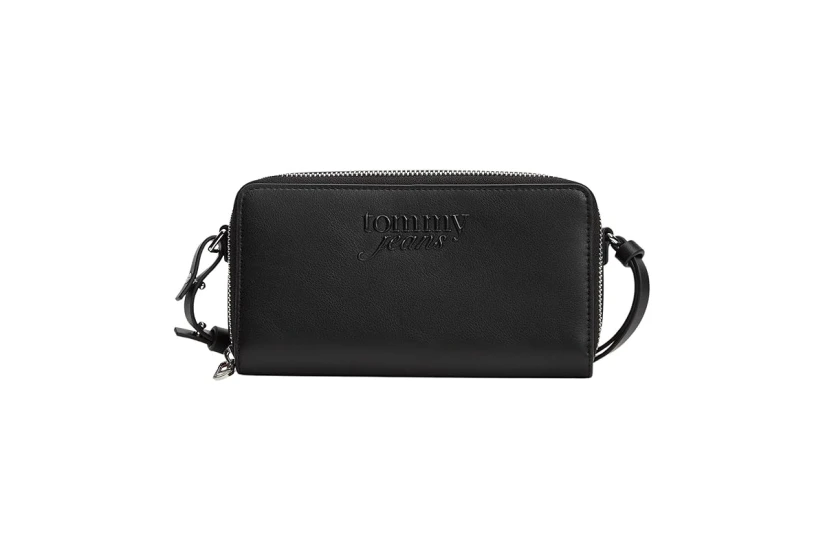 Tommy Jeans Essential Logo Zip-Around Large Γυναικείο Πορτοφόλι Μαύρο