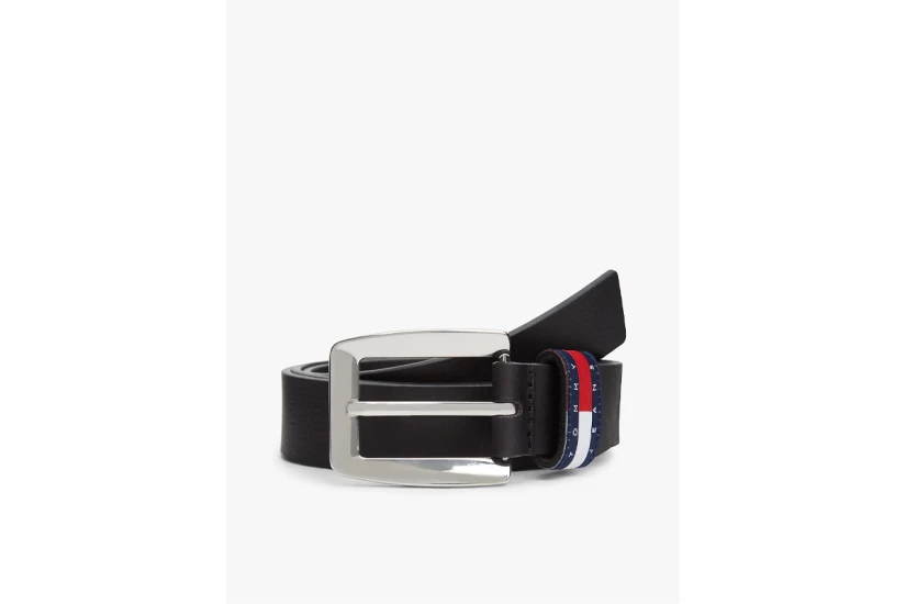 Tommy Jeans Heritage Plaque Buckle Leather Γυναικεία Casual Ζώνη Μαύρη