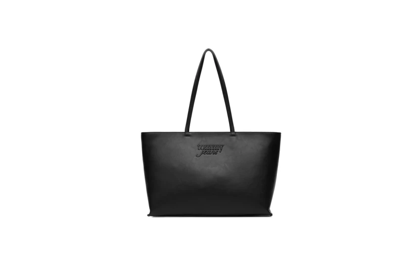Tommy Jeans Essential Textured Logo Γυναικεία Τσάντα Tote Μαύρη 10,8L