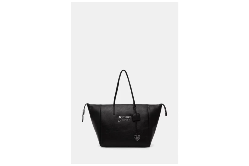 Tommy Jeans Bold Γυναικεία Τσάντα Tote Μαύρη, Ασημί