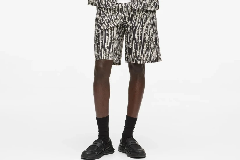 Karl Lagerfeld All Over Print Ανδρική Casual Βερμούδα Μαύρη, Λευκή