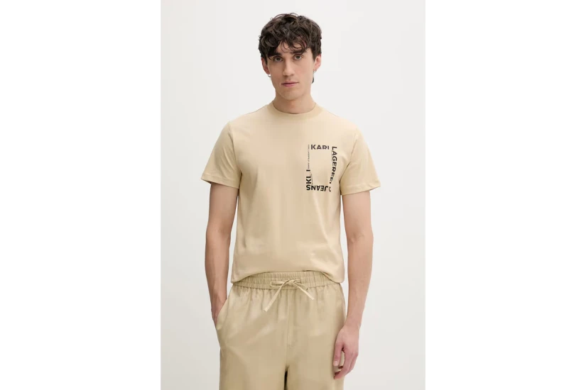 Karl Lagerfeld Frame Logo Ανδρικό Κοντομάνικο T-Shirt Μπεζ