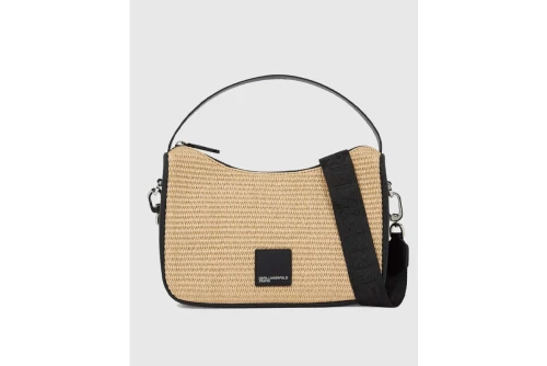 Karl Lagerfeld Logo Woven Raffia Mini Hobo Τσάντα Ώμου-Χειρός (B2W30115 106)