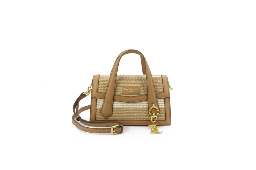 Juicy Couture Lily Straw Small Γυναικεία Τσάντα Ώμου - Χειρός Κάμελ, Μπεζ