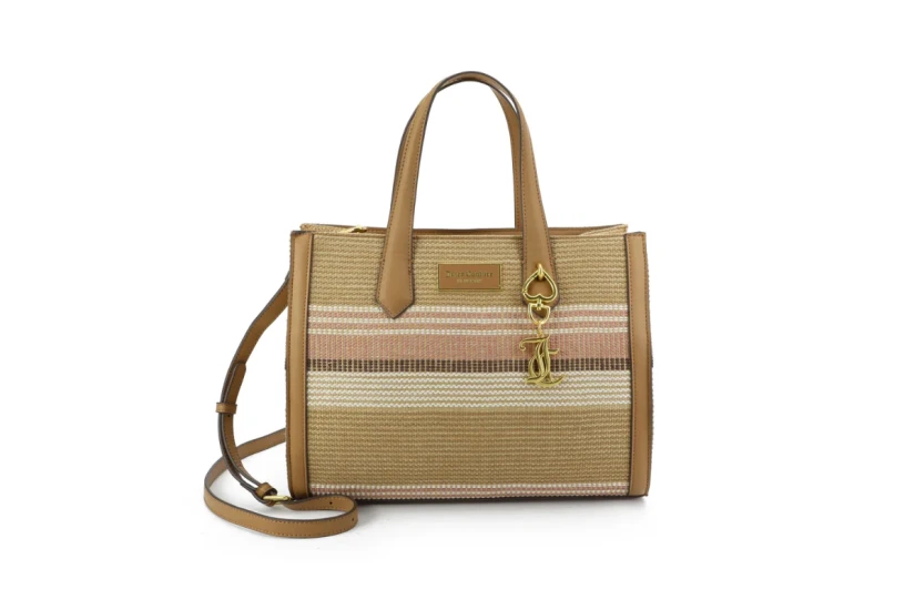 Juicy Couture Lily Straw Medium Γυναικεία Τσάντα Tote Κάμελ, Μπεζ