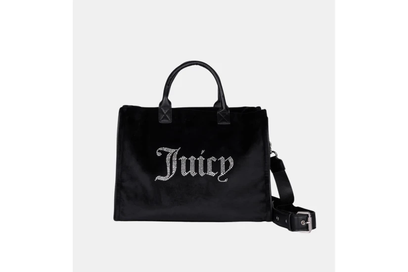 Juicy Couture Iris Velour Diamante Medium Γυναικεία Τσάντα Tote Μαύρη