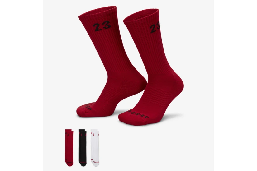 Jordan Essentials Ψηλές Κάλτσες Κόκκινες, Μαύρες, Λευκές 3 Ζευγάρια