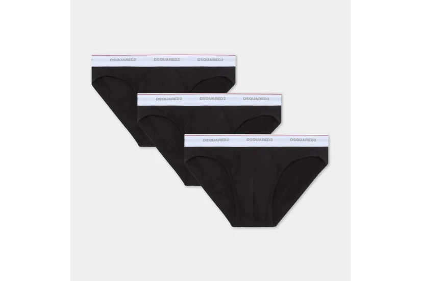 Dsquared2 Basic Cotton Stretch Ανδρικά Εσώρουχα Σλιπ Μαύρα Large 3 Τεμάχια