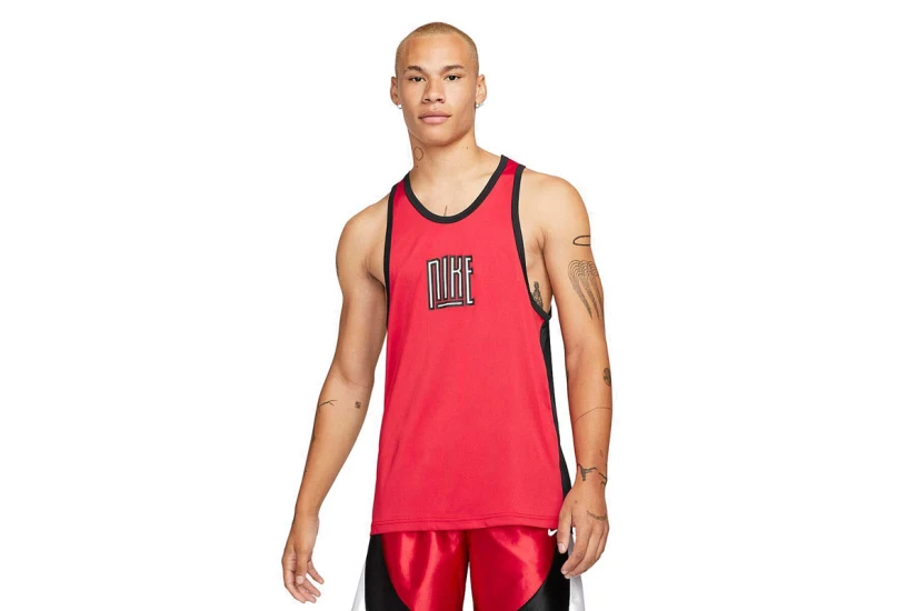 Nike Basketball Dri-FIT Ανδρική Αμάνικη Μπλούζα Κόκκινη, Μαύρη