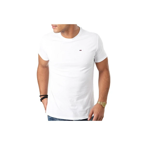 Tommy Jeans Flag Extra Slim Jersey T-Shirt Ανδρικό (DM0DM04411 100)