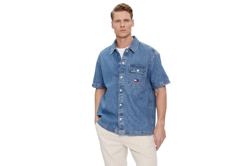 Tommy Jeans Denim Ss Overshirt Πουκάμισο Κοντομάνικο Ανδρικό (DM0DM18957 1A4)