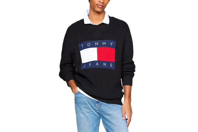 Tommy Jeans DNA Flag Ανδρική Μακρυμάνικη Μπλούζα Μαύρη